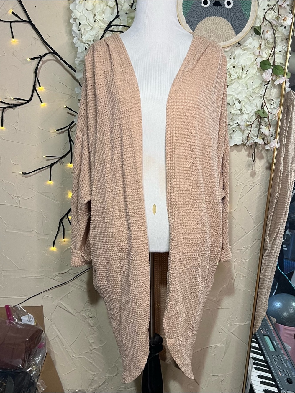 Women's Open-Front Cardigan in Dusty Blush